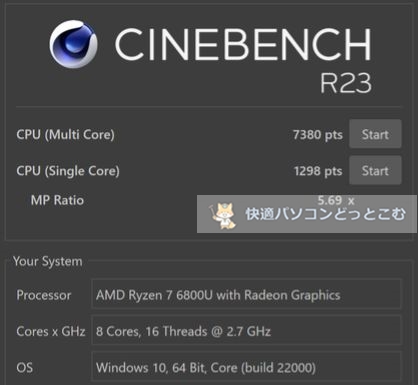 ASUS Zenbook S 13 OLEDのCINEBENCHベンチマーク