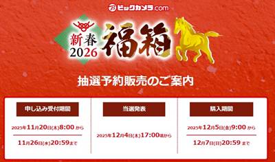 ビックカメラのパソコン福袋