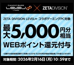 パソコン工房ZETA DIVISION（ゼータディビジョン）コラボPC割引クーポン
